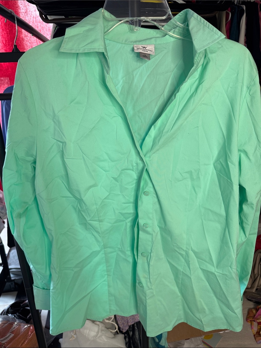 Worthington Seafoam Button-Front Women's Shirt